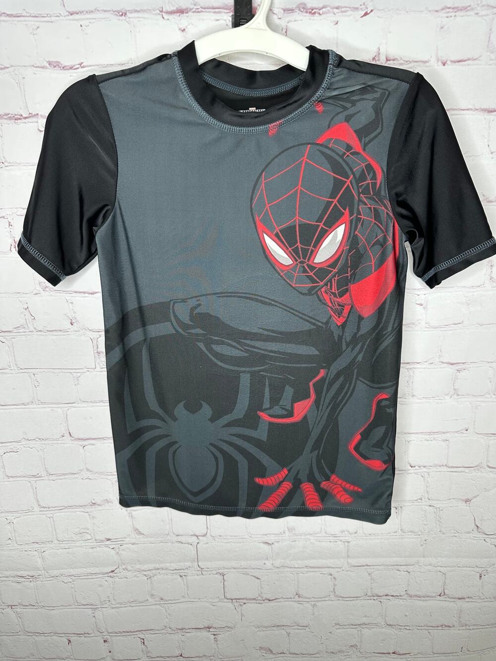 Spider-Man Black Short Sleeve Rash Guard Boys Kids Medium Swimwear